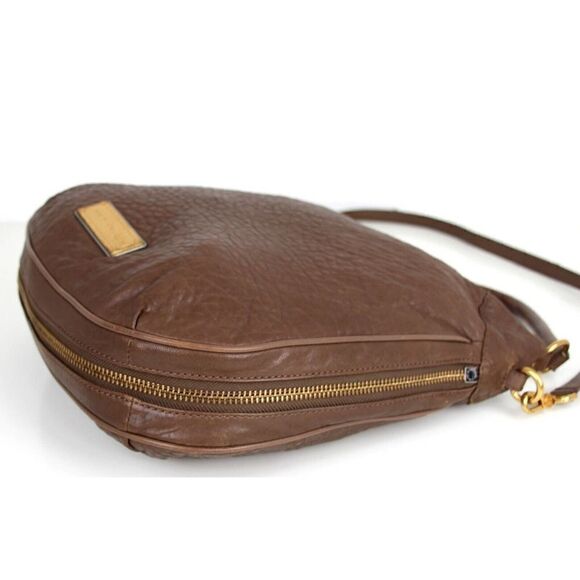 Marc Jacobs BROWN LAMB LEATHER ZIP EXPANDABLE HOBO SHOULDER BAG PURSE HANDBAG - Picture 7 of 16